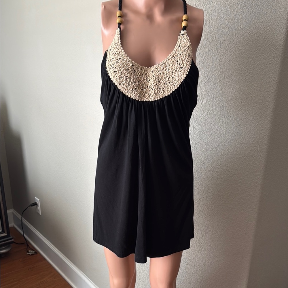 NWT “live with love”  Black Tunic-tank with Cream Accents